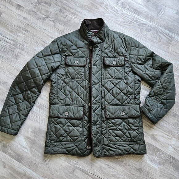 Robert Talbott Willow Creek Quilted Chore Coat Olive Button Zip Jacket Size M - Picture 2 of 16